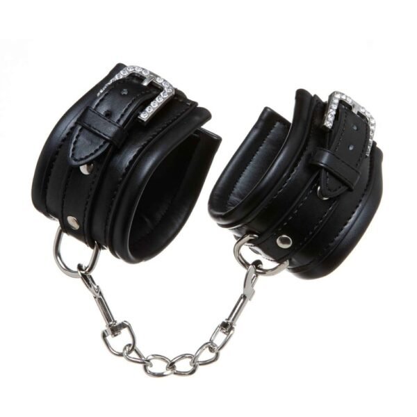 Наручники з ущільнювачем, чорні шкірозамінник