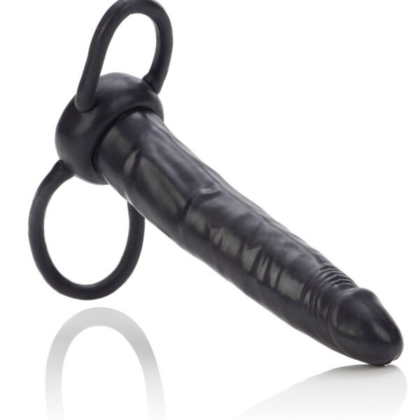 Насадка на член реалістична із петлею на мошонку CalExotics, для подвійного проникнення, чорний