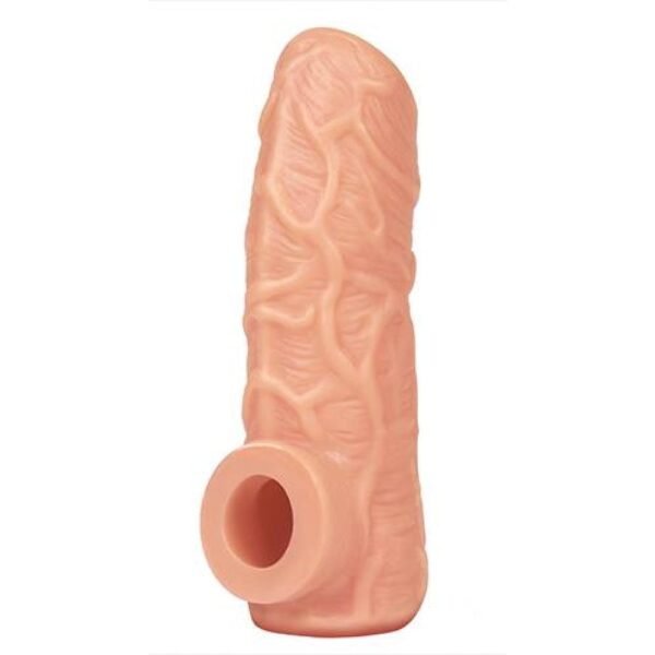 Насадка на член з відкритою головкою та отвором для мошонки рельєфна Kokos 14 см.  NS 001-L