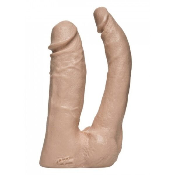 Насадка на страпон реалістична Vac-U-Lock два фалоси, бежевий