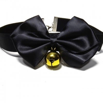 Нашийник-чокер у формі метелика DS Fetish, з дзвіночком, чорний