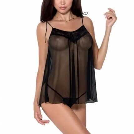 Пеньюар прозорий MELANIA CHEMISE black S/M - Passion