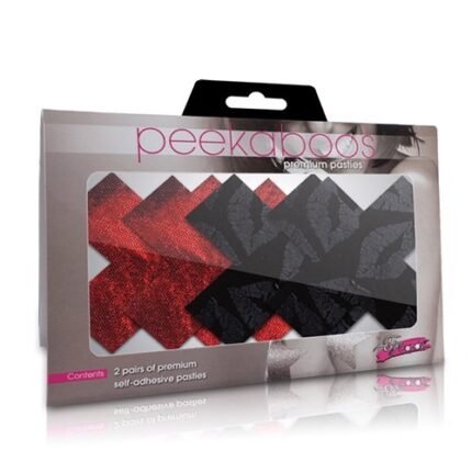 Пестиси у вигляді хрестиків Peekaboos 2 пари в комплекті, чорні та червоні