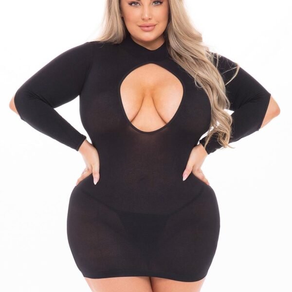 Сукня Pink Lipstick Lingerie з відкритою спиною та глибоким декольте, чорна, PLUS SIZE