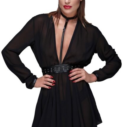 Сукня прозора з поясом і чокером F150 Noir Handmade XXL