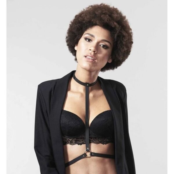 Портупея MAZE Bijoux Indiscrets з нашийником та одним перетином, чорна