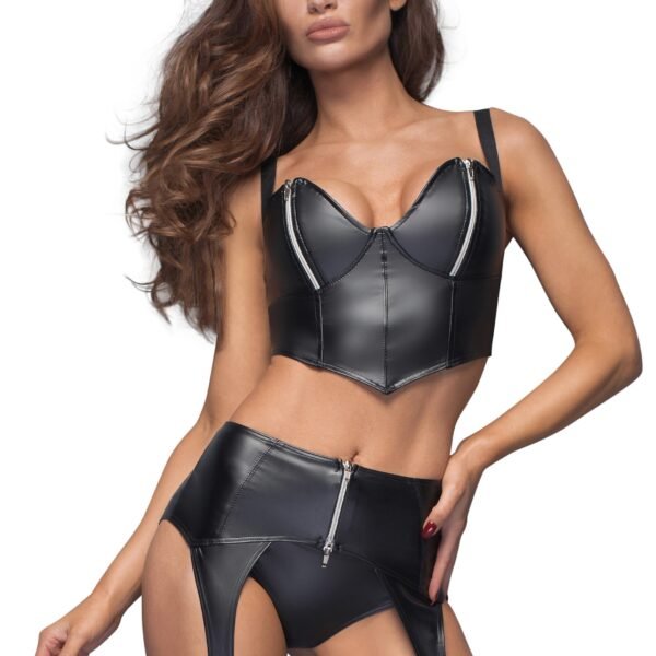 Пояс для панчохів вініловий F166 Noir Handmade, чорний, S