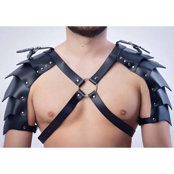 Чоловіча портупея з об'ємними плечима, екокожа, чорна, One Size