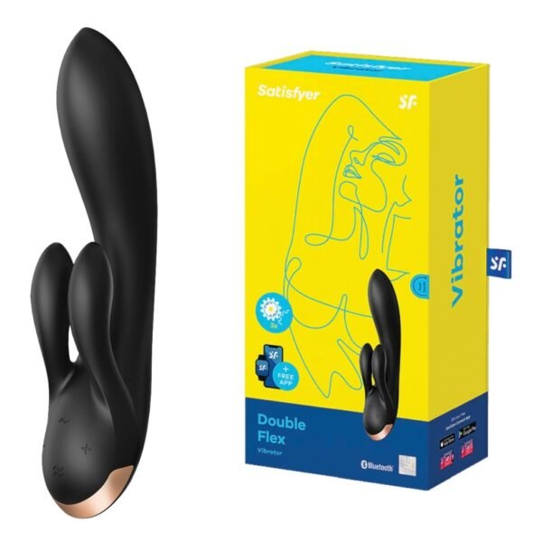 Смарт вібратор кролик Satisfyer Double Flex Connect App Black
