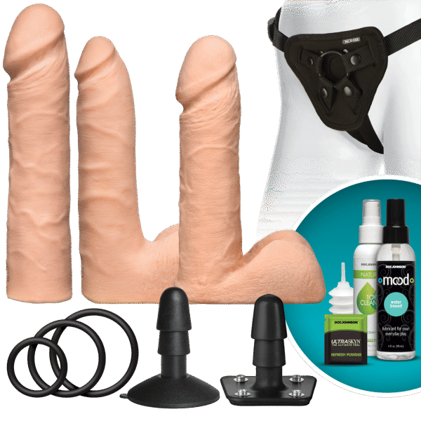 Набір для страпона Doc Johnson Vac-U-Lock Dual Density UltraSKYN Set, діаметр 3×4,5см