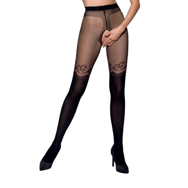 Колготки з відкритим доступом, подвійна щільність Passion TIOPEN 012 1/2 (20/40 den), black