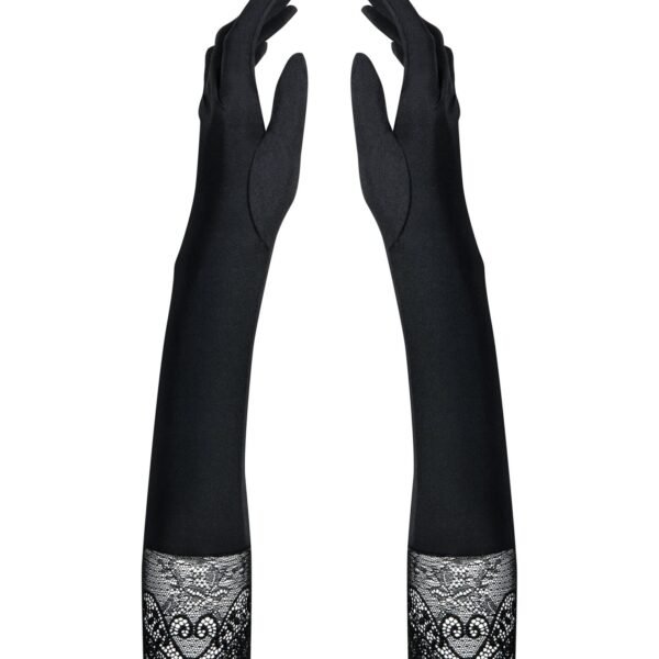 Високі рукавички з каменями та мереживом Obsessive Miamor gloves, black