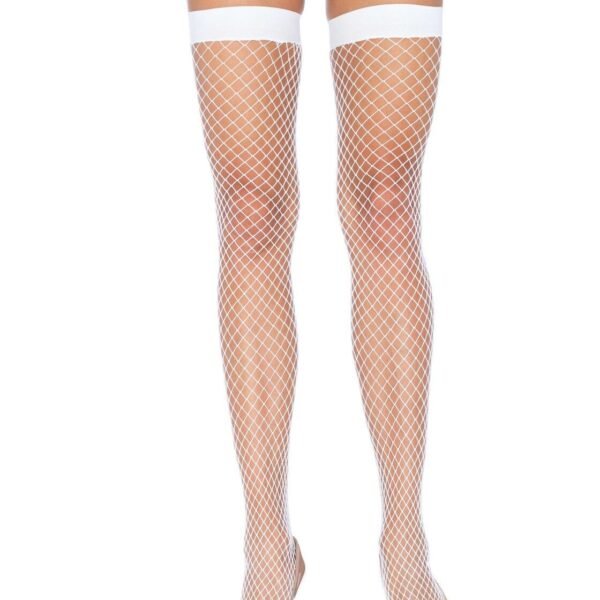 Панчохи-сітка Leg Avenue Fishnet Thigh Highs One size, White, дрібна сітка