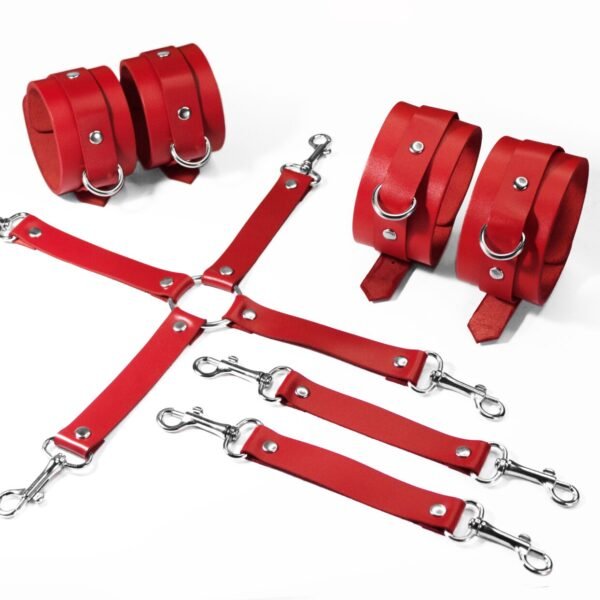 Набір для БДСМ 3 в 1 Feral Feelings BDSM Kit 3 Red, наручники, поножі, хрестовина