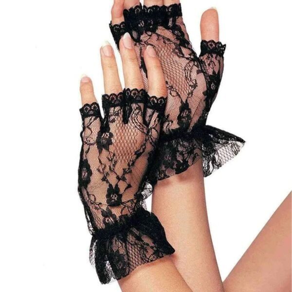 Короткі рукавички-гловелети Leg Avenue Wrist length fingerless gloves, One Size, чорні, сітка