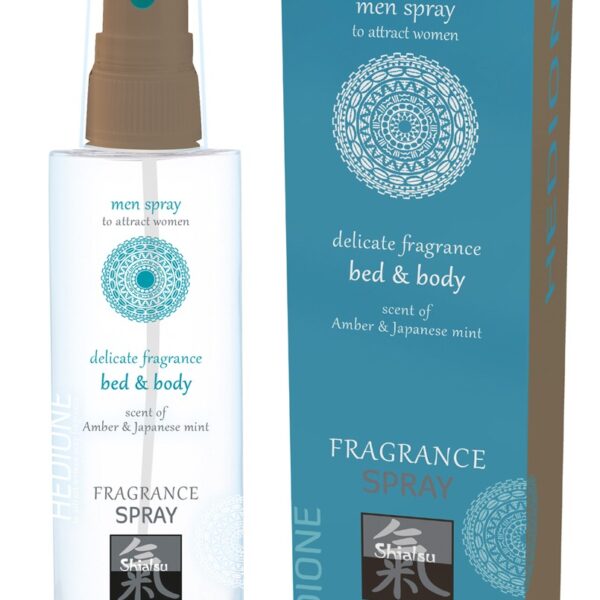 Спрей для тіла та ліжка з феромонами та афродизіаками Shiatsu Fragrance Бурштин та японська м'ята, 100 мл