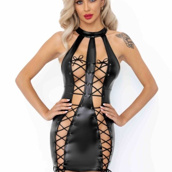 Сукня з мокрим ефектом Noir Handmade F291 Powerwetlook dress with double lace-up front, XL
