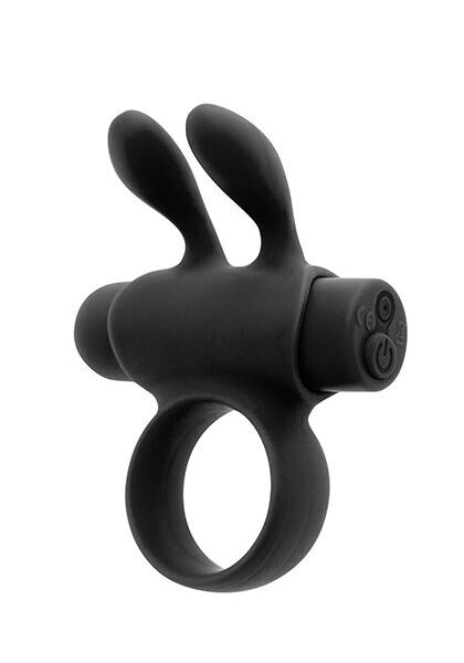Ерекційне віброкільце S Pleasures Premium Rabbit Ring, чорне, зі знімною віброкулею та вушками