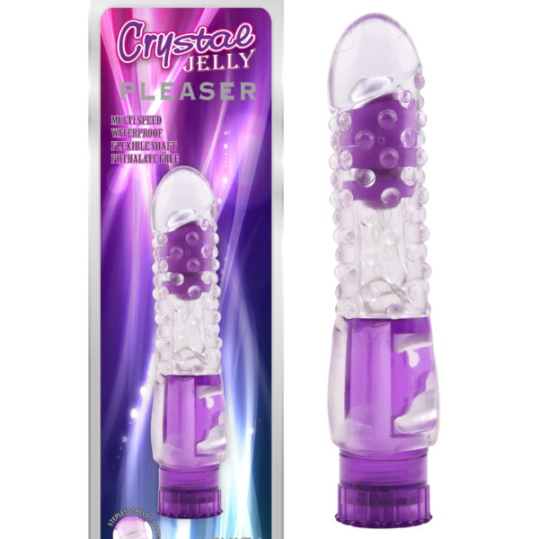 Вібратор прозорий з рельєфом Chisa Crystal Jellie Pleaser на батарейках, фіолетовий