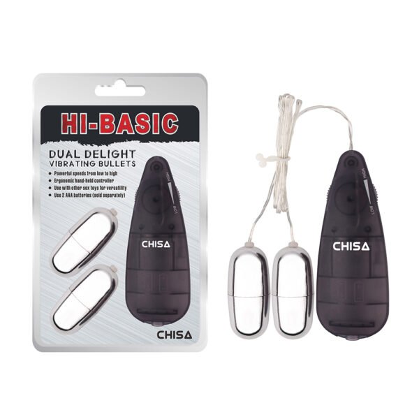 Віброяйця з пультом Chisa Hi-Basic Dual Delight Vibrating Bullets, сріблясті
