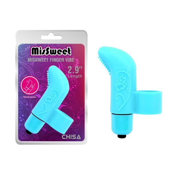 Вібратор на палець із рельєфом Chisa MisSweet Finger Vibe, блакитний