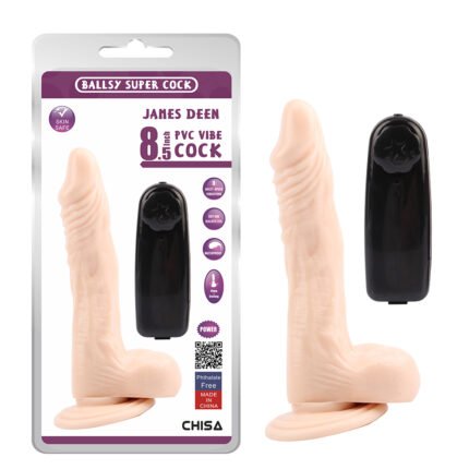 Вібратор реалістичний на присосці Chisa Ballsy Super Cock, бежевий, 22 х 3. 6 см