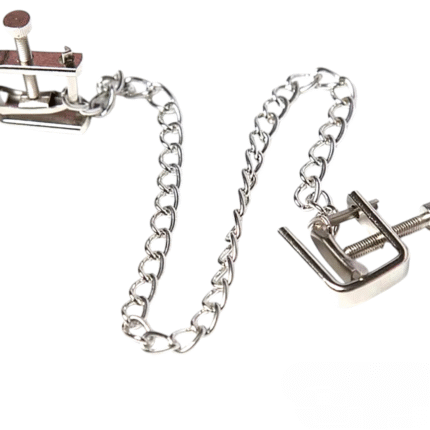 Зажимы на соски квадратные Lucky Bay Nipple play на массивной цепочке, серебристые