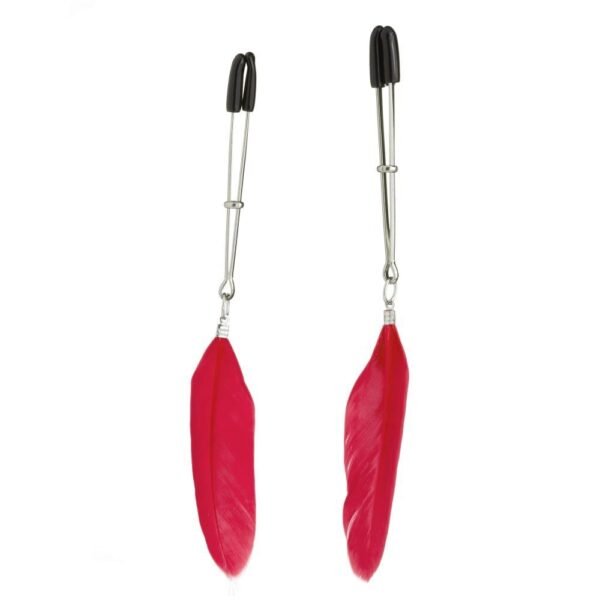 Затискачі-пінцети на соски Lucky Bay Nipple play з червоними пір'ячками