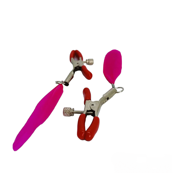 Затискачі на соски DS Fetish Nipple clamps feather L red