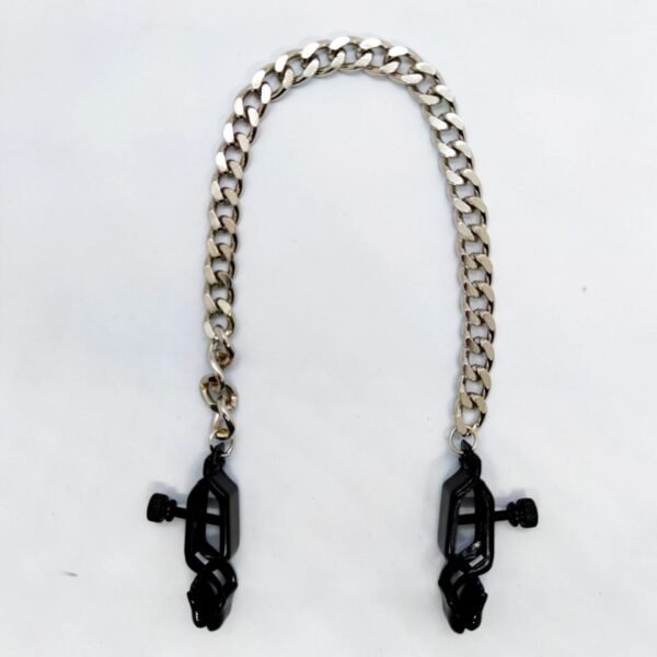 Затискачі на соски DS Fetish Nipple clamps iron L silver/black 81,3 g