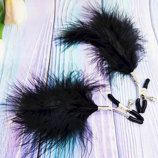 Затискачі на соски DS Fetish Nipple clamps metal feather black