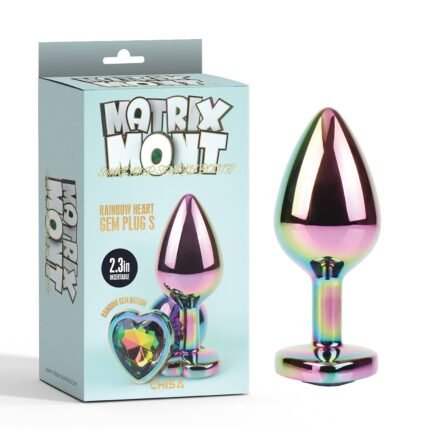Анальна пробка різнокольорова металева Chisa Matrix Mont з каменем у формі серця, розмір S