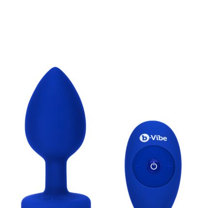 Анальна пробка з каменем та з вібрацією L/XL B-Vibe з дистанційним пультом керування, синя