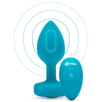 Анальна пробка з вібрацією та каменем B-Vibe - Vibrating Jewel Plug S/M, синя