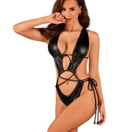 Боді вінілове Obsessive Cordellis crotchless teddy O/S