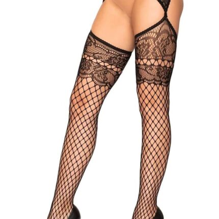 Чорні панчохи Leg Avenue Net Garterbelt Black