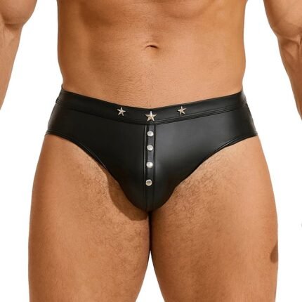 Сексуальні чоловічі труси Star Night із заклепками, чорні, L