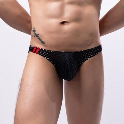 Дихаютчі сітчасті сексуальні чоловічі труси Star Night чорні, L