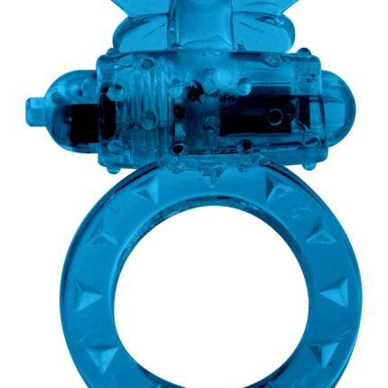 Ерекційне кільце з метеликом Toy Joy, з віброкулею, синє, 4. 5 см