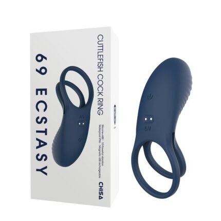 Ерекційне вібро-кільце Chisa 69 ECSTASY водонепроникний, 10 режимів, синій