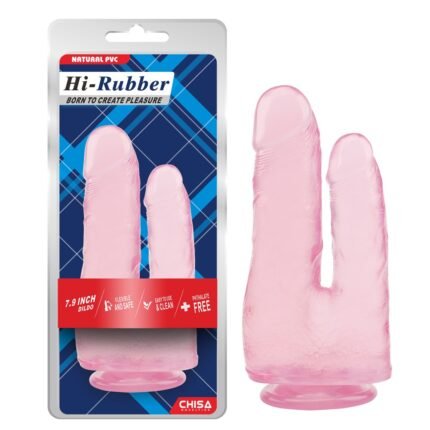 Фалоімітатор подвійний Chisa Hi-Rubber 7. 9 на присосці, рожевий