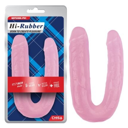 Фалоімітатор двосторонній Chisa Hi-Rubber, рожевий 22,5 см/4,5 см; 22,5 см/3,7 см