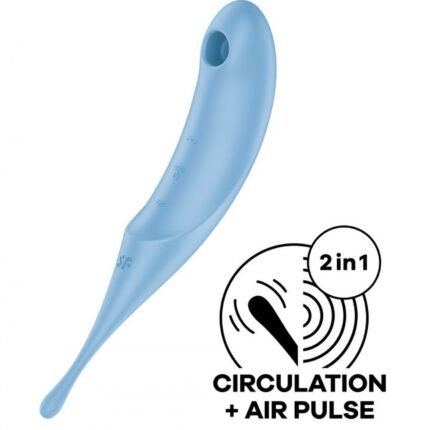 Гібридний вакуумний вібратор із точковою стимуляцією Satisfyer Twirling Pro, блакитний