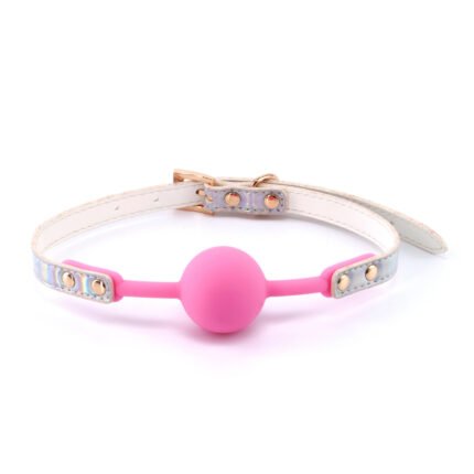 Кляп із силіконовою кулькою NS Novelties, сріблясто-рожевий