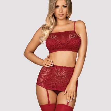 Комплект Obsessive Lividia 3 pcs set red S/M