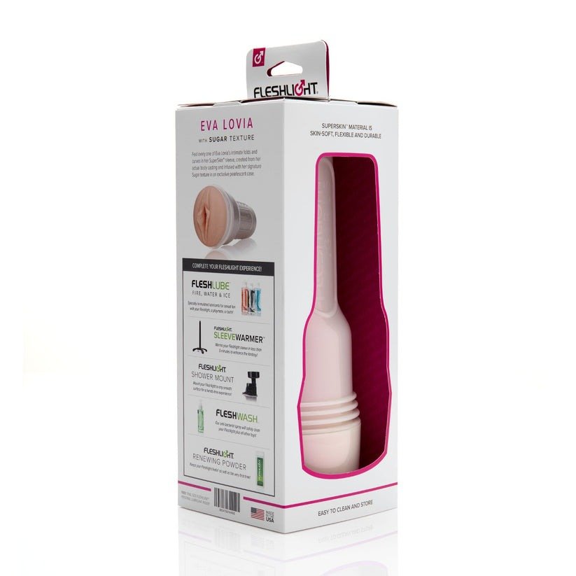 Маструбатор вагіна в колбі FleshLight Eva Lovia, кібершкіра, тілесний - Зображення 11