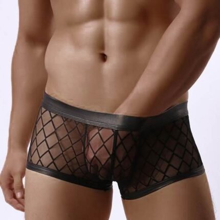 Чоловічі сексуальні прозорі труси-боксери Star Night, чорний