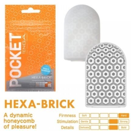 Міні Маструбатор  нереалістичний Tenga Pocket Hexa-Brick, з рельєфом, білий