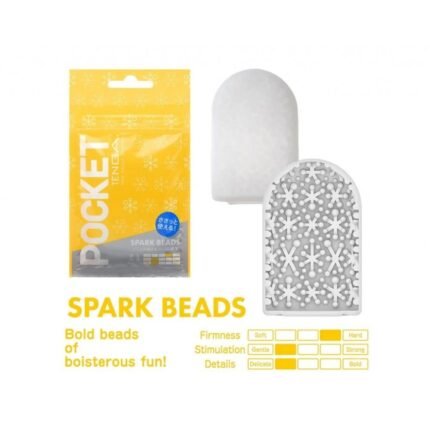 Міні Маструбатор  нереалістичний Tenga Pocket Spark Beads, з рельєфом, білий