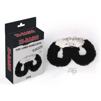 Наручники металеві Chisa Hi-Basic Fur-lined Handcuffs з чорним хутром